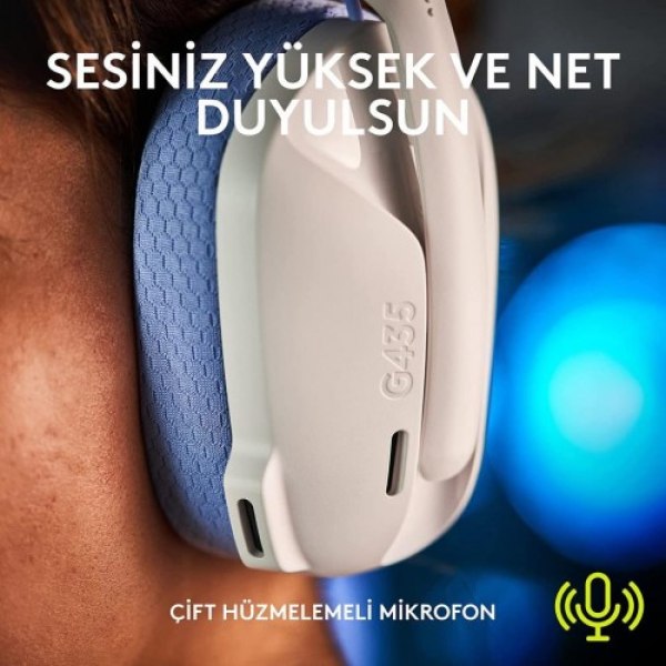 Logitech G G435 LIGHTSPEED Kablosuz Oyuncu Kulaklığı Beyaz - Görsel 3