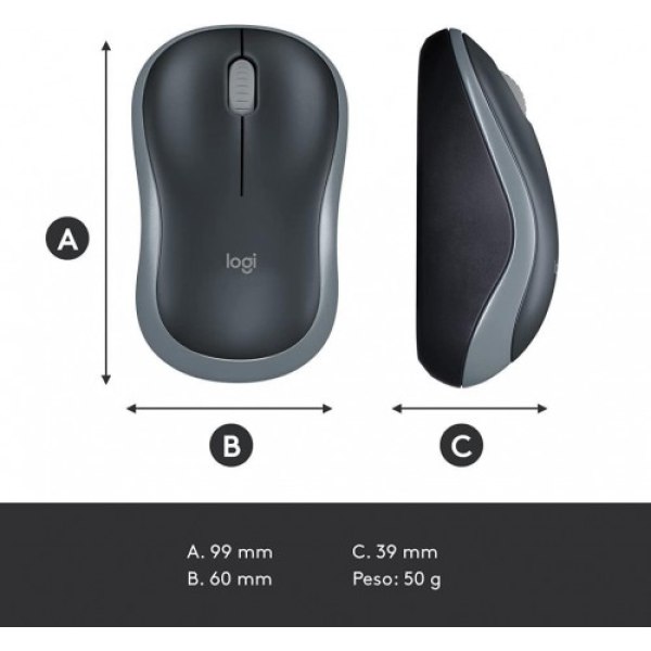 Logitech M185 Kablosuz Mouse, 1.000 DPI Optik Sensör, Sağ - Görsel 3