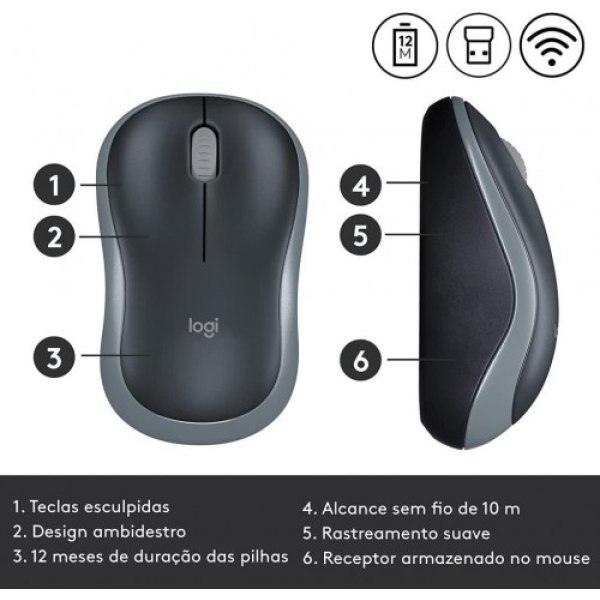 Logitech M185 Kablosuz Mouse, 1.000 DPI Optik Sensör, Sağ - Görsel 8