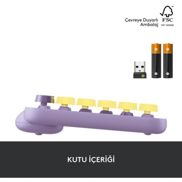 Logitech POP Keys Daydream Özelleştirilebilir Emoji Tuşlu Mekanik Kablosuz Klavye - Mint&Lila - Görsel 4