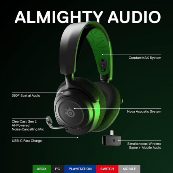 SteelSeries Arctis Nova 7X Kablosuz Mikrofonlu Kulak Üstü Oyuncu Kulaklığı Teşhir - Görsel 4