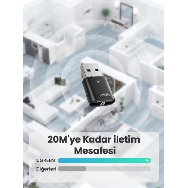 Ugreen Mini USB Dongle Bluetooth 5.0 Adaptör Siyah - Görsel 4